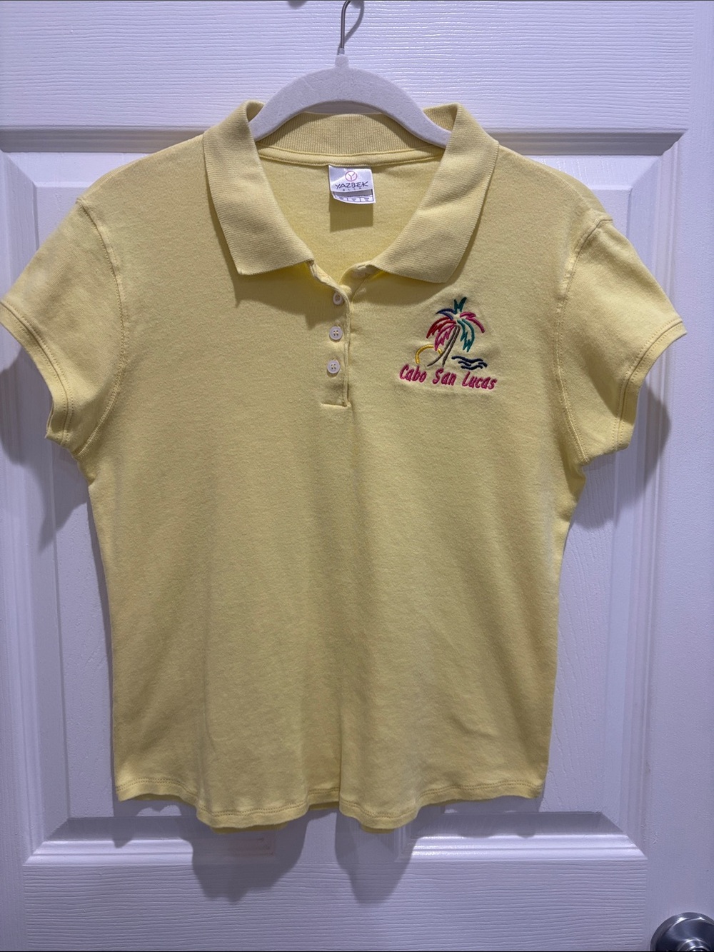 💥3 for $10💥 Yellow Cabo San Lucas Polo Shirt short sleeves 100% Cotton Summer